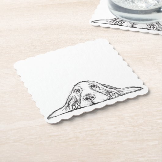 Schwarz-weiße Hundeaugen Untersetzer (angewinkelt)