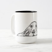 Schwarz-weiße Hundeaugen Zweifarbige Tasse (Vorderseite Links)