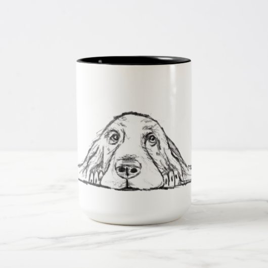 Schwarz-weiße Hundeaugen Zweifarbige Tasse (Mittel)