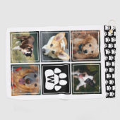 Schwarz-weiße Hundepaw Pet Foto Collage Golfhandtuch (Horizontal)