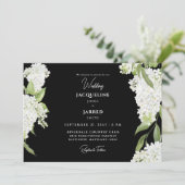 Schwarz-weiße Hydrangeas-Hochzeit Einladung (Stehend Vorderseite)