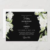 Schwarz-weiße Hydrangeas-Hochzeit Einladung (Vorne/Hinten)