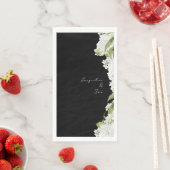Schwarz-weiße Hydrangeas-Hochzeitsschrift Serviette (Beispiel)