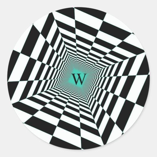Schwarz-weiße Illusion Runder Aufkleber (Vorderseite)