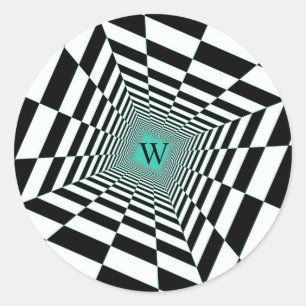 Schwarz-weiße Illusion Runder Aufkleber