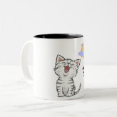 Schwarz-weiße Illustration Cat Tasse (Vorderseite Links)
