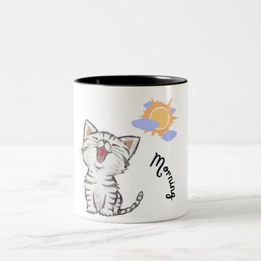 Schwarz-weiße Illustration Cat Tasse (Mittel)