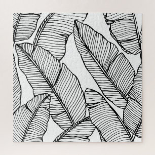 Schwarz-weiße Illustration von Banana Leaf Puzzle