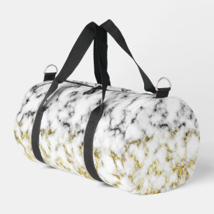 Schwarz-weiße Imitate aus Marmor glitzern Duffle Bag