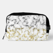 Schwarz-weiße Imitate aus Marmor glitzern Waschbeutel (Rückseite)