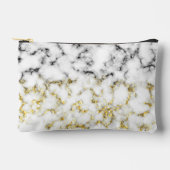 Schwarz-weiße Imitate aus Marmor glitzern Zubehörtasche (Vorderseite)