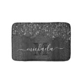 Schwarz-weiße Imitate Glitzern aus rustikalem Holz Badematte (Vorderseite)
