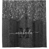 Schwarz-weiße Imitate Glitzern aus rustikalem Holz Duschvorhang (Vorderseite)