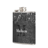 Schwarz-weiße Imitate Glitzern aus rustikalem Holz Flachmann (Links)