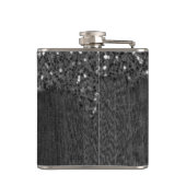 Schwarz-weiße Imitate Glitzern aus rustikalem Holz Flachmann (Rückseite)