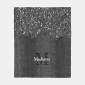 Schwarz-weiße Imitate Glitzern aus rustikalem Holz Fleecedecke (Vorderseite)