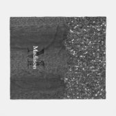 Schwarz-weiße Imitate Glitzern aus rustikalem Holz Fleecedecke (Vorderseite (Horizontal))