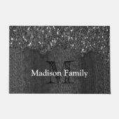 Schwarz-weiße Imitate Glitzern aus rustikalem Holz Fußmatte (Vorderseite)