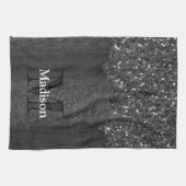 Schwarz-weiße Imitate Glitzern aus rustikalem Holz Geschirrtuch (Horizontal)