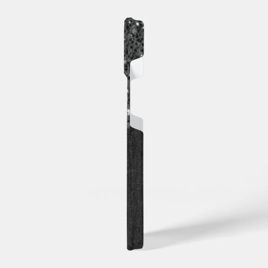 Schwarz-weiße Imitate Glitzern aus rustikalem Holz iPhone Hülle (Linke Seite)