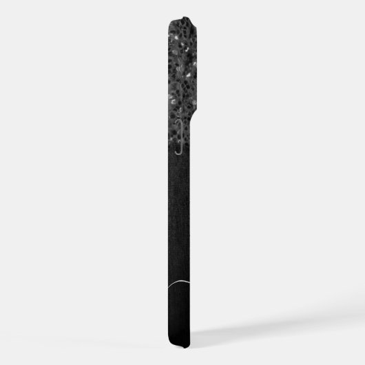 Schwarz-weiße Imitate Glitzern aus rustikalem Holz iPhone Hülle (Rechte Seite)