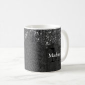 Schwarz-weiße Imitate Glitzern aus rustikalem Holz Kaffeetasse (VorderseiteRechts)