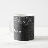 Schwarz-weiße Imitate Glitzern aus rustikalem Holz Kaffeetasse (Vorderseite Links)
