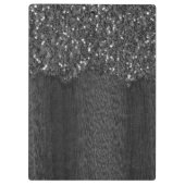 Schwarz-weiße Imitate Glitzern aus rustikalem Holz Klemmbrett (Rückseite)