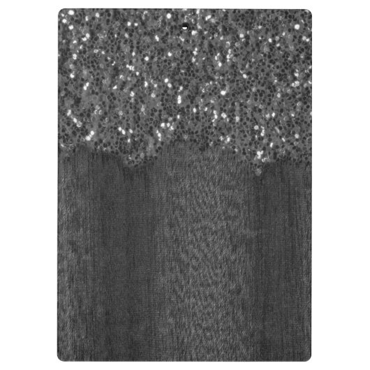 Schwarz-weiße Imitate Glitzern aus rustikalem Holz Klemmbrett (Rückseite)