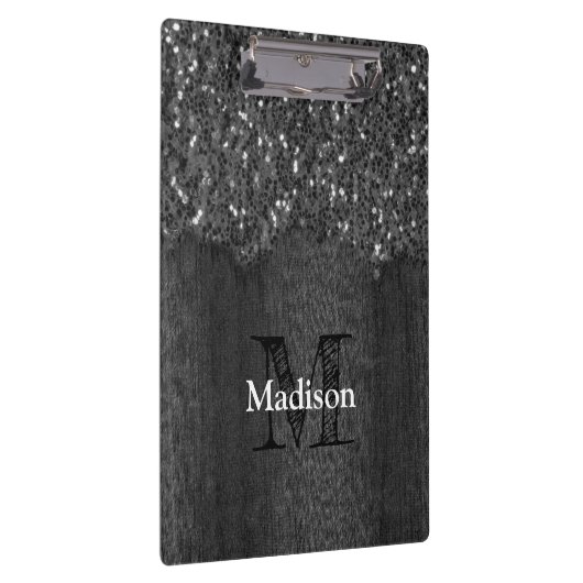 Schwarz-weiße Imitate Glitzern aus rustikalem Holz Klemmbrett (Rechts)