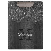 Schwarz-weiße Imitate Glitzern aus rustikalem Holz Klemmbrett (Vorderseite)