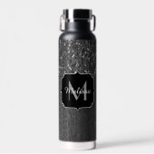 Schwarz-weiße Imitate Glitzern aus rustikalem Holz Trinkflasche (Vorne)