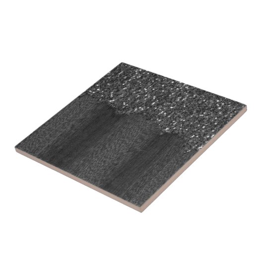 Schwarz-weiße Imitate Glitzern rustikales Holz Fliese (Seite)