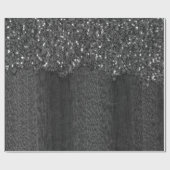 Schwarz-weiße Imitate Glitzern rustikales Holz Geschenkpapier (Flach)
