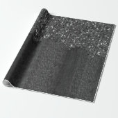 Schwarz-weiße Imitate Glitzern rustikales Holz Geschenkpapier (Ungerollt)
