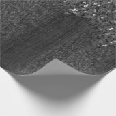 Schwarz-weiße Imitate Glitzern rustikales Holz Geschenkpapier (Ecke)