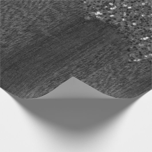 Schwarz-weiße Imitate Glitzern rustikales Holz Geschenkpapier (Ecke)