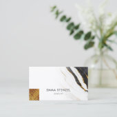 Schwarz-weiße Imitate Gold Foil Marmor Visitenkarte (Stehend Vorderseite)