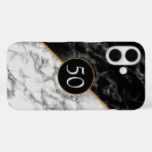 Schwarz-weiße Imitate Marble iPhone Case Personali (Rückseite (Horizontal))