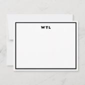 Schwarz-weiße Initial Monogram Moderne Note Card Einladung (Vorderseite)