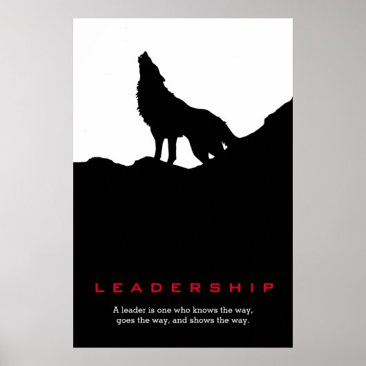 Schwarz-weiße Inspiration Leadership Wolf Pop Art Poster (Vorne)