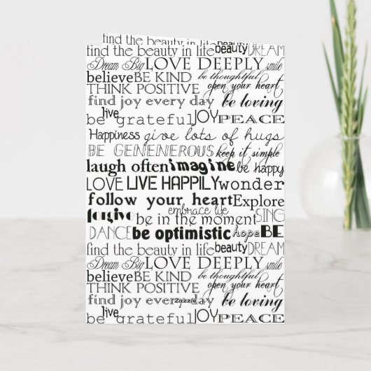 Schwarz-weiße Inspirationsworte Weihnachten Karte (Rückseite)