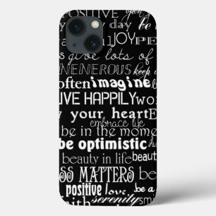 Schwarz-weiße Inspirationswörter Case-Mate iPhone Hülle