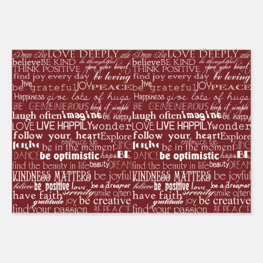 Schwarz-weiße Inspirationswörter Geschenkpapier Set (Vorderseite 3)