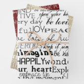 Schwarz-weiße Inspirationswörter Geschenkpapier Set (Beispiel)