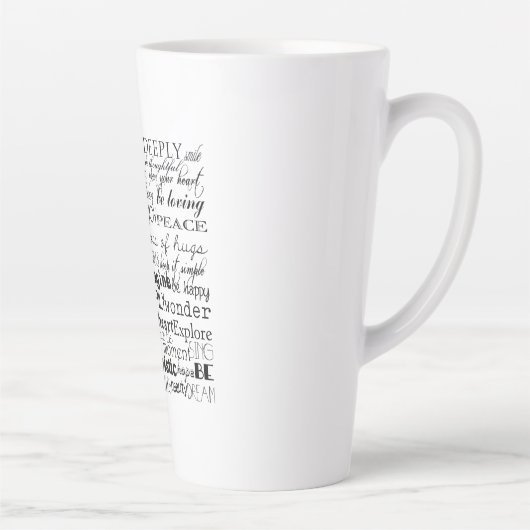 Schwarz-weiße Inspirationswörter Milchtasse (Rechts)