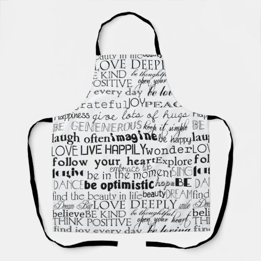 Schwarz-weiße Inspirationswörter Schürze (Vorderseite)