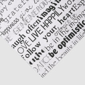 Schwarz-weiße Inspirationswörter Seidenpapier (Ausschnitt)