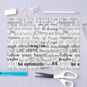 Schwarz-weiße Inspirationswörter Seidenpapier (Handwerk)