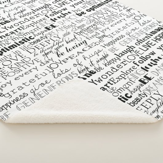 Schwarz-weiße Inspirationswörter Sherpadecke (3/4)
